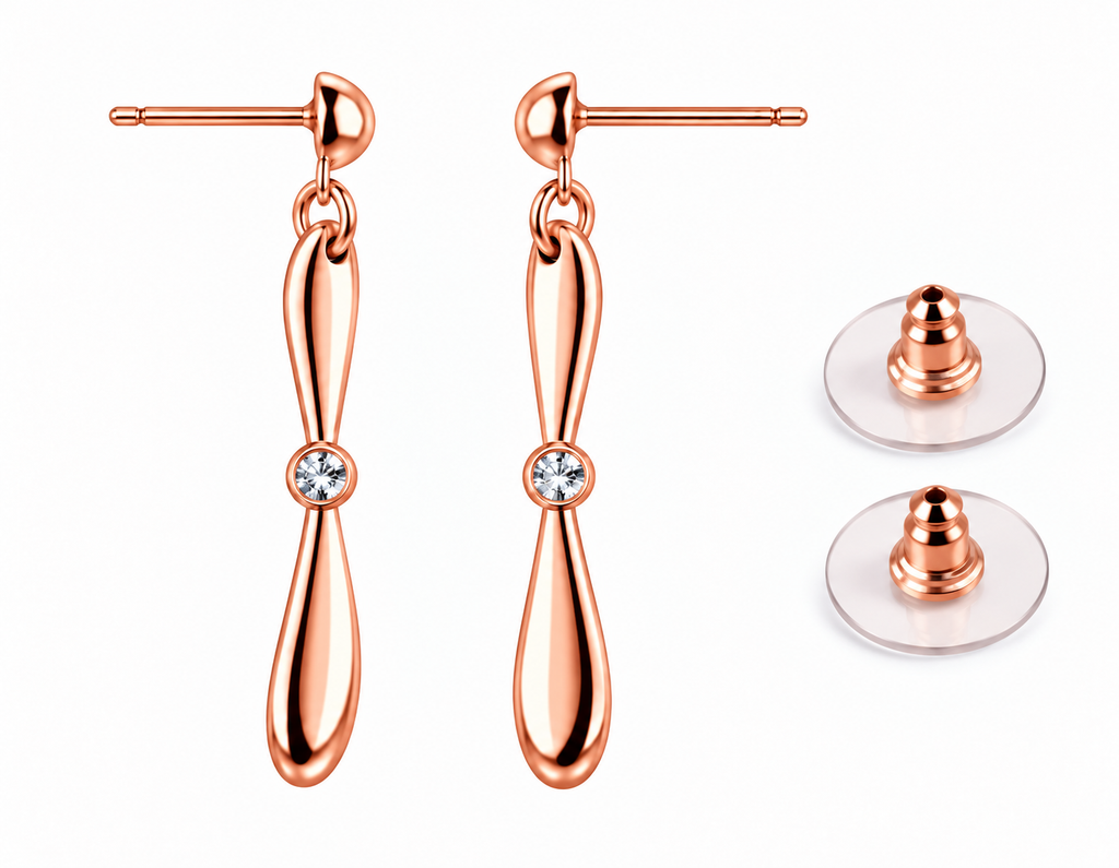 2 Bladed Prop Clear Stone Rose Gold Tone