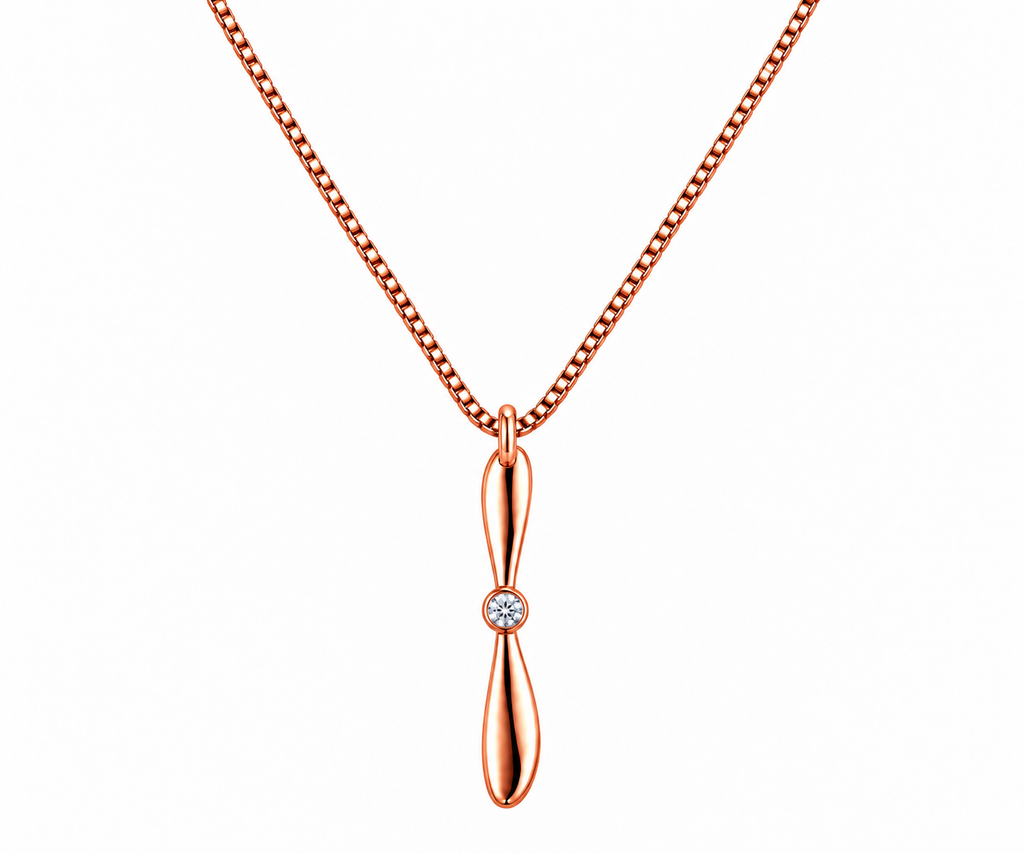 2 Bladed Prop Clear Stone Rose Gold Tone