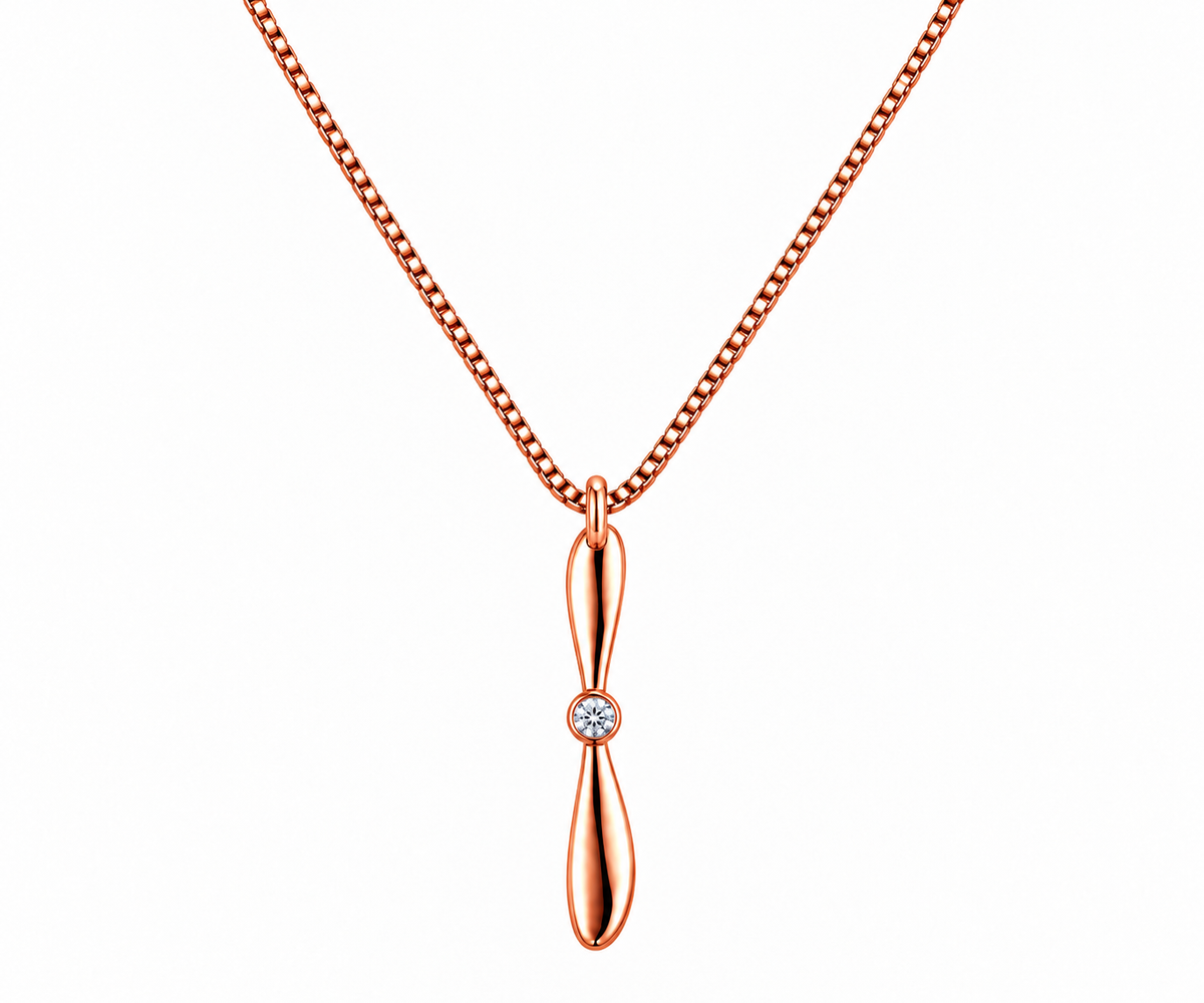 2 Bladed Prop Clear Stone Rose Gold Tone
