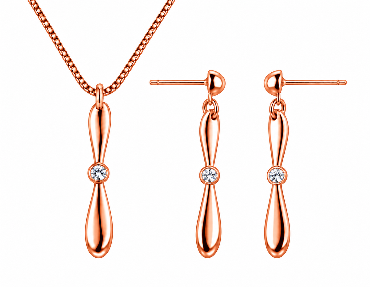 2 Bladed Prop Clear Stone Rose Gold Tone