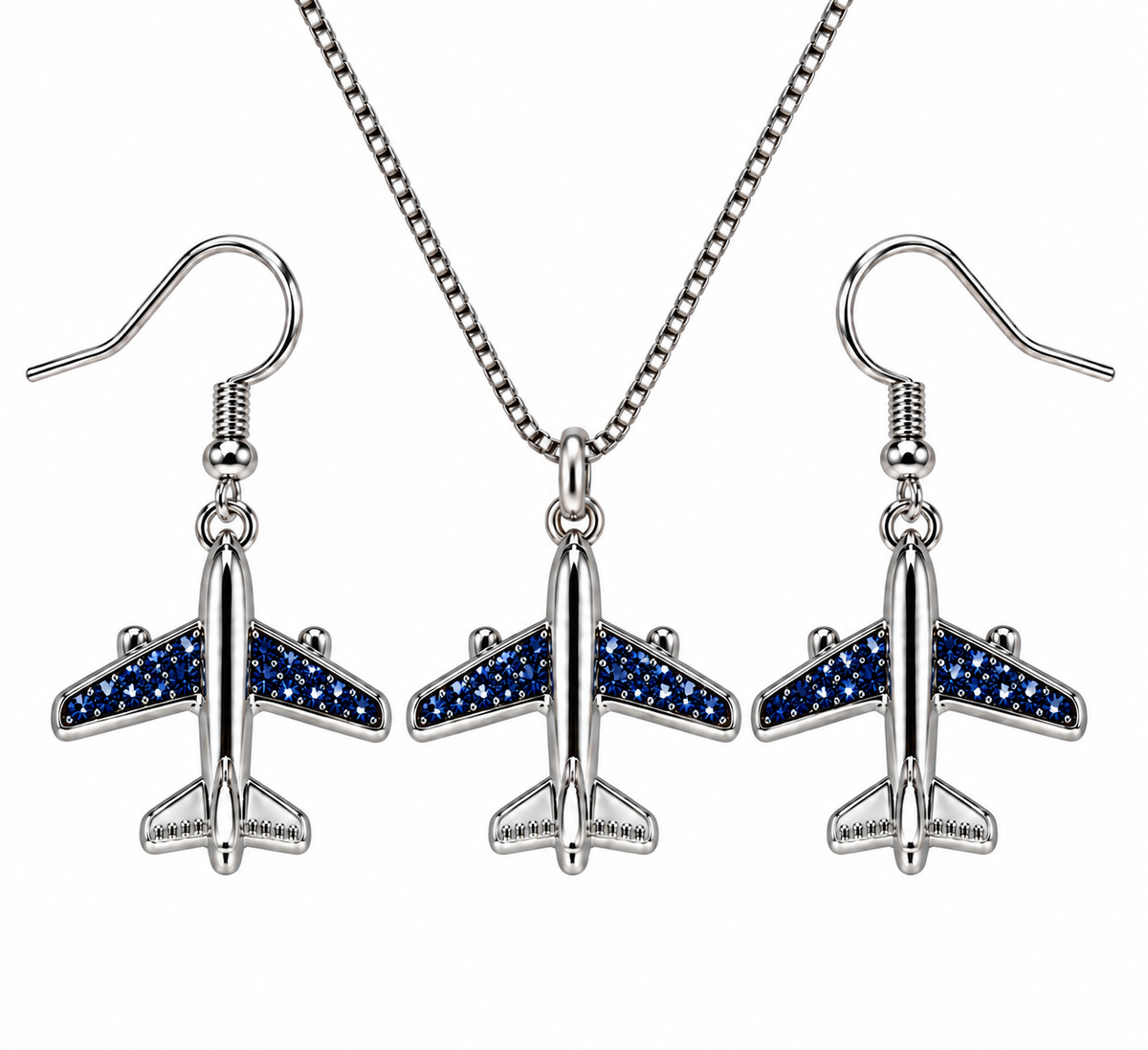Commercial Jet Blue Stone Silver Tone