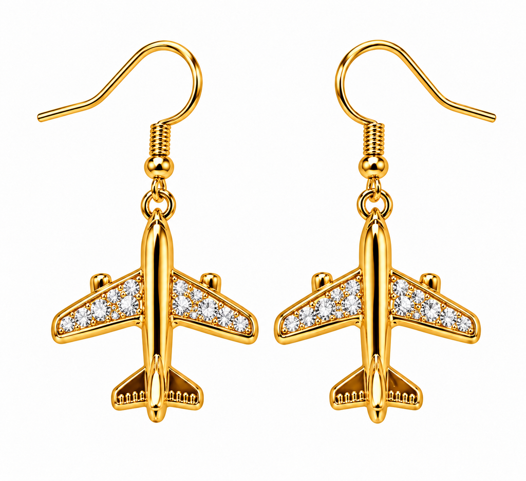 Commercial Jet Clear Stone Yellow Gold Tone