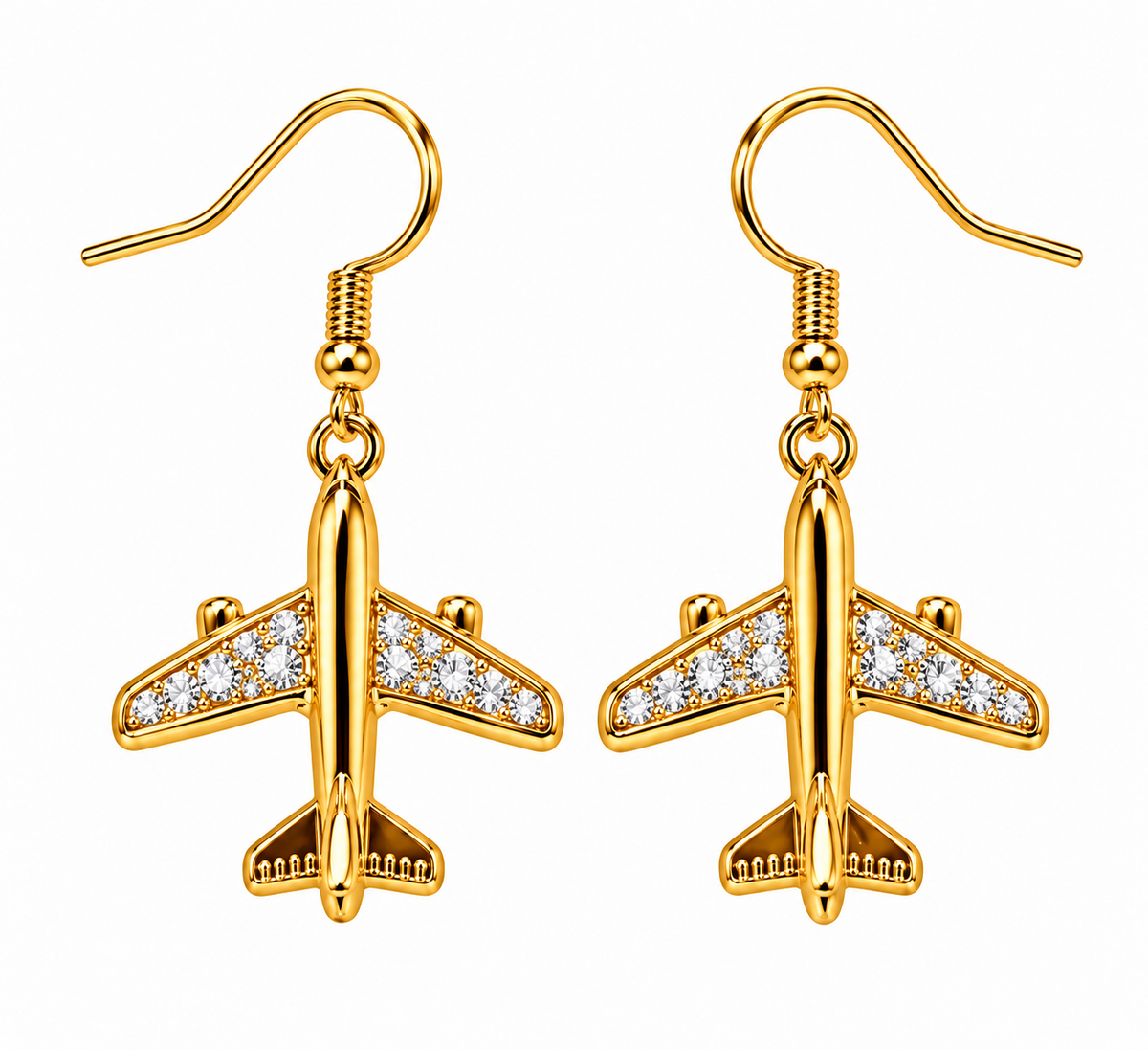 Commercial Jet Clear Stone Yellow Gold Tone