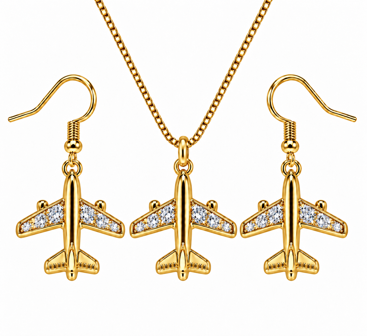 Commercial Jet Clear Stone Yellow Gold Tone