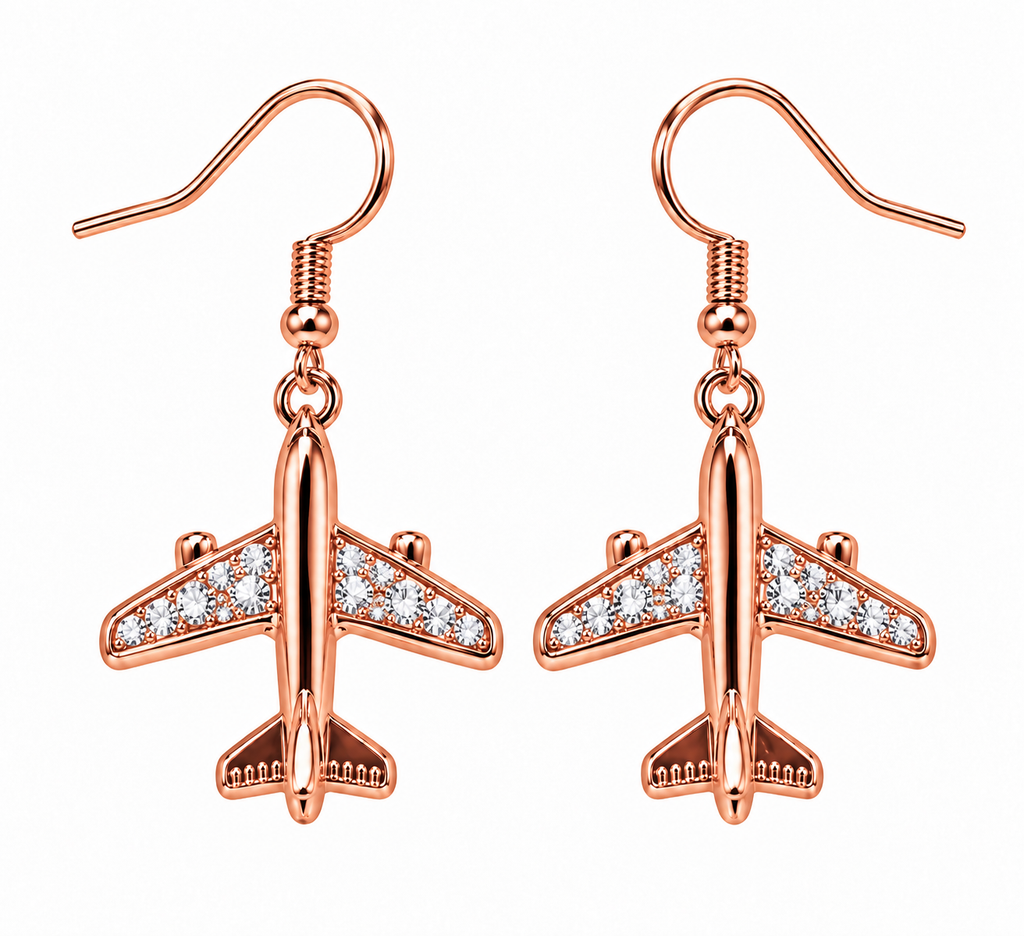 Commercial Jet Clear Stones Rose Gold Tone