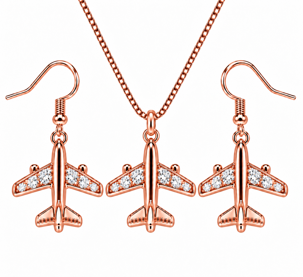 Commercial Jet Clear Stones Rose Gold Tone