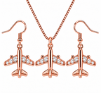 Commercial Jet Clear Stones Rose Gold Tone