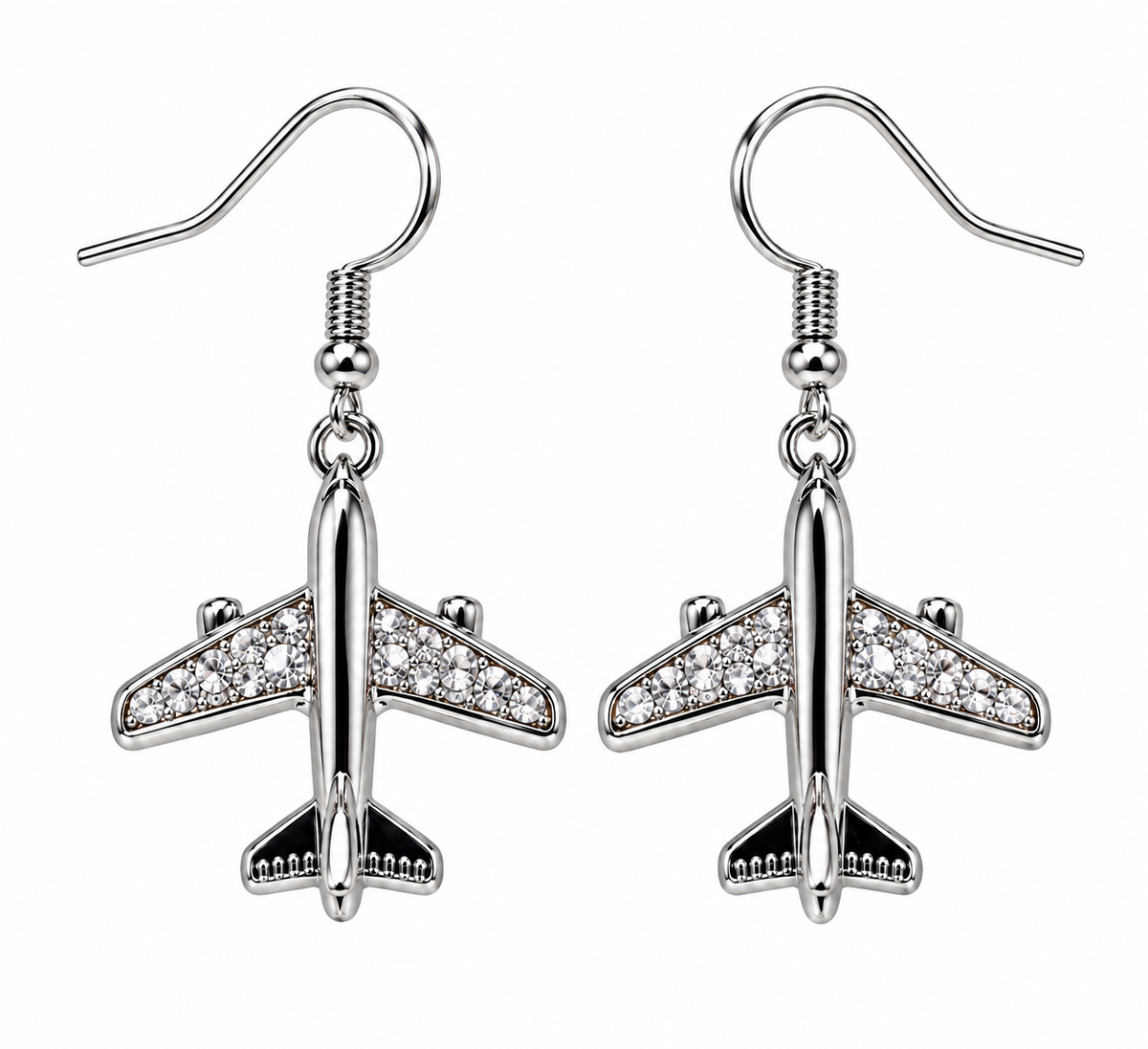 Commercial Jet Clear Stones Silver Tone