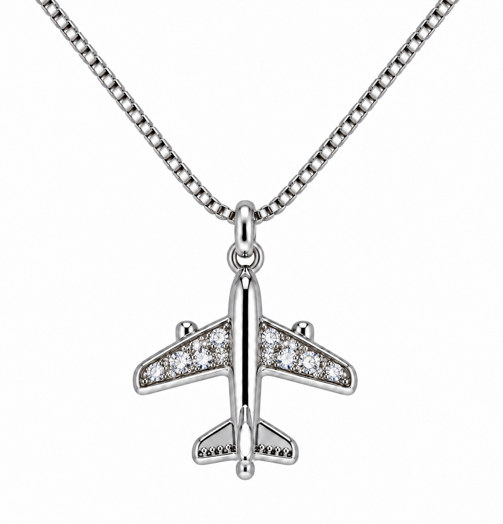 Commercial Jet Clear Stones Silver Tone