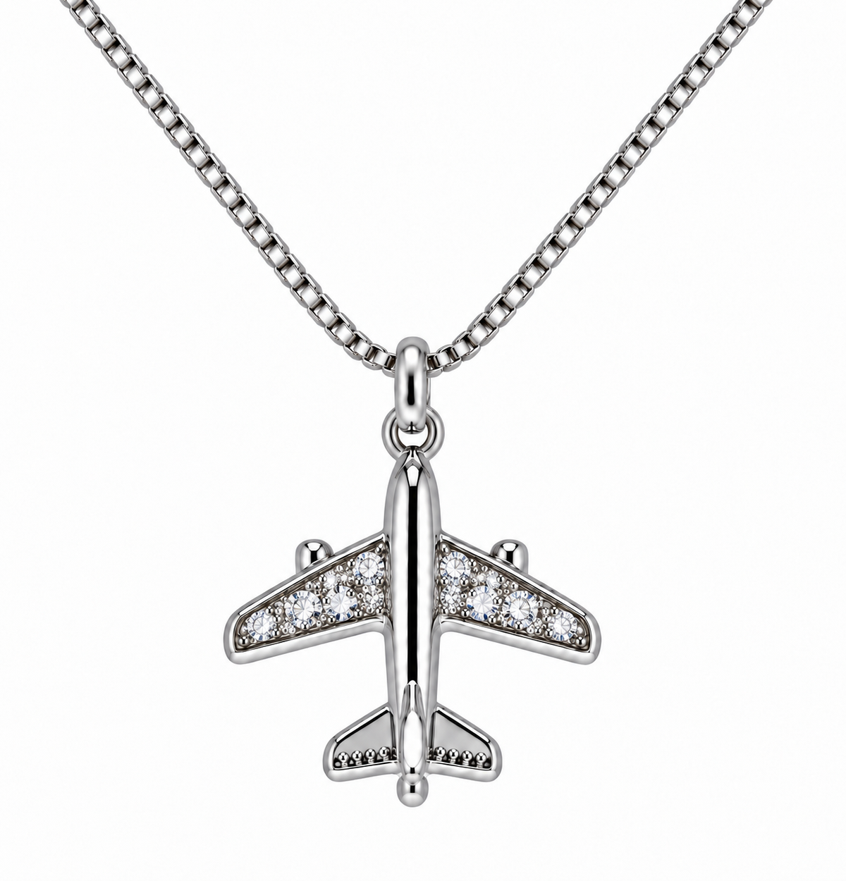 Commercial Jet Clear Stones Silver Tone