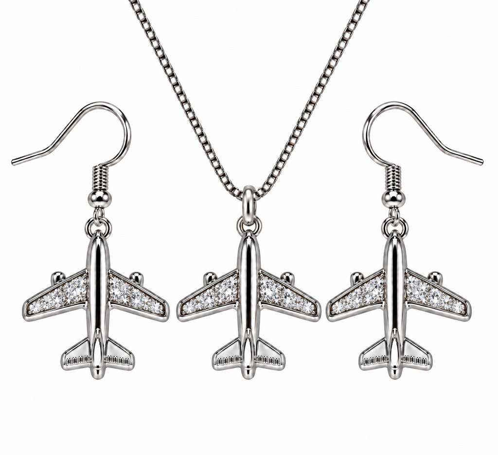 Commercial Jet Clear Stones Silver Tone