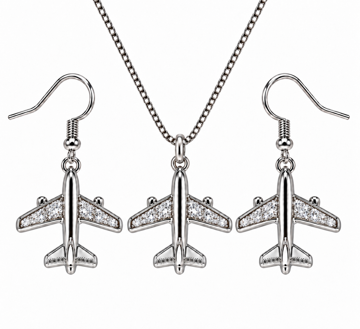 Commercial Jet Clear Stones Silver Tone