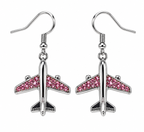 Commercial Jet with Pink Stones Silver Tone