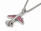 Commercial Jet with Pink Stones Silver Tone