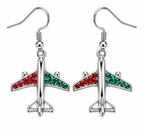 Commercial Jet Red and Green Stones Silver Tone