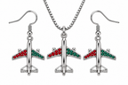 Commercial Jet Red and Green Stones Silver Tone