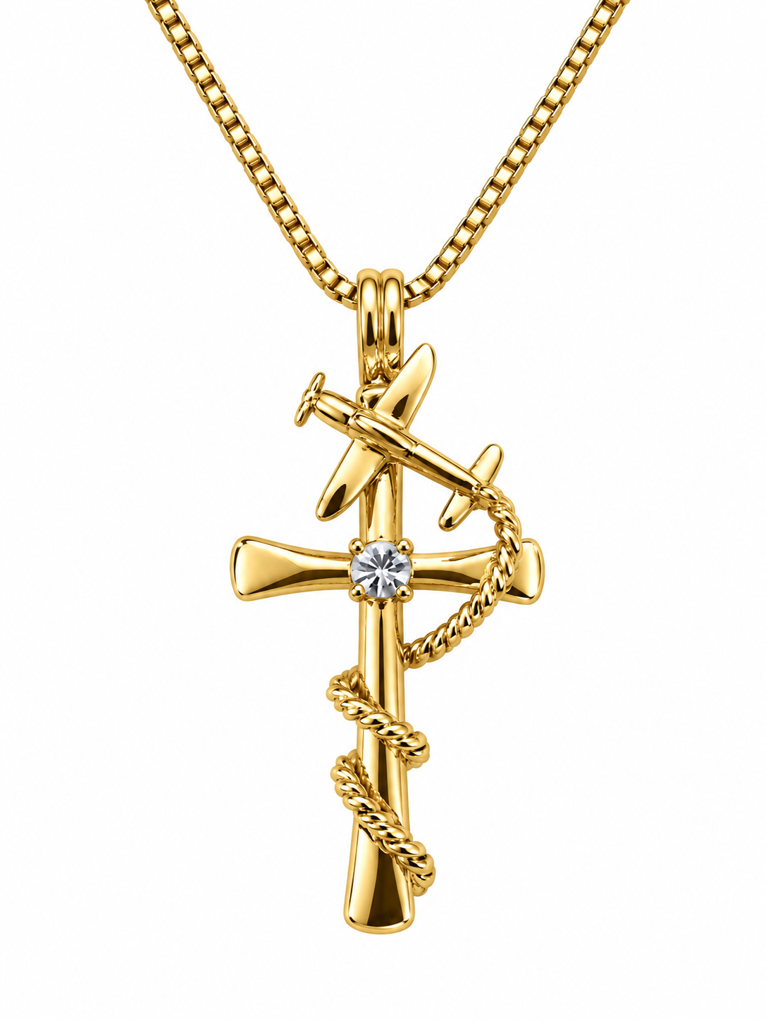 Cross Large Yellow Gold Necklace