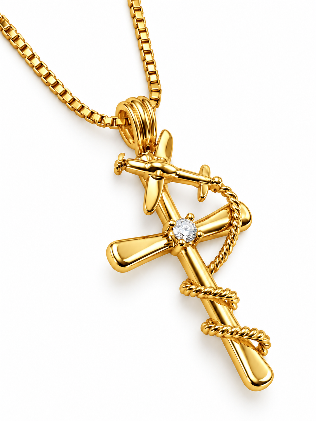 Cross Large Yellow Gold Necklace