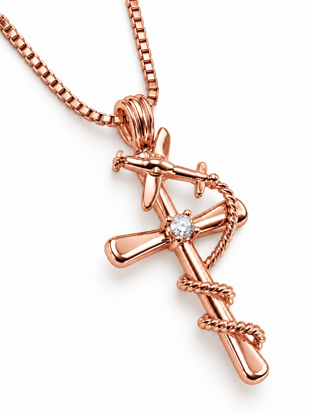 Cross Large Rose Gold Tone Necklace