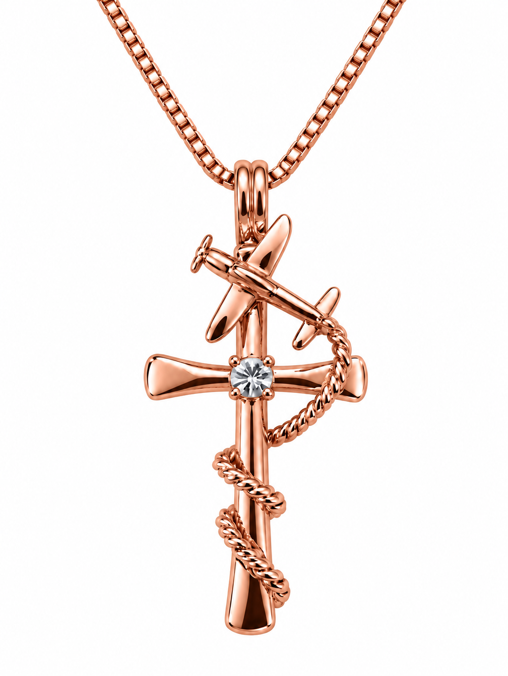 Cross Large Rose Gold Tone Necklace