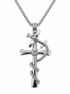 Cross Large Silver Tone Necklace