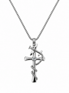 Cross Large Silver Tone Necklace