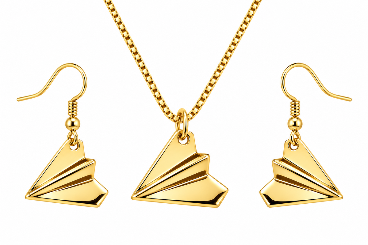 Paper Airplane Gold Tone