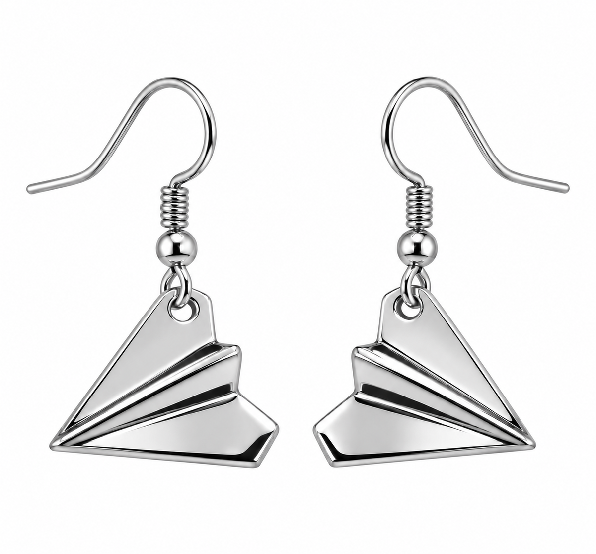 Paper Airplane Silver Tone