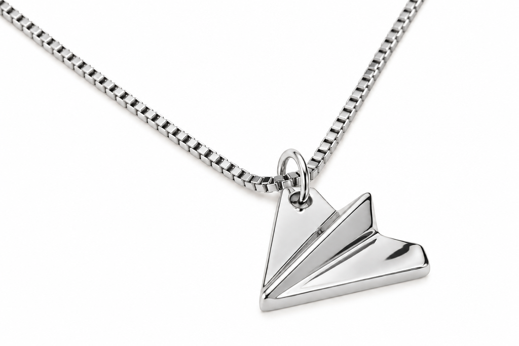 Paper Airplane Silver Tone
