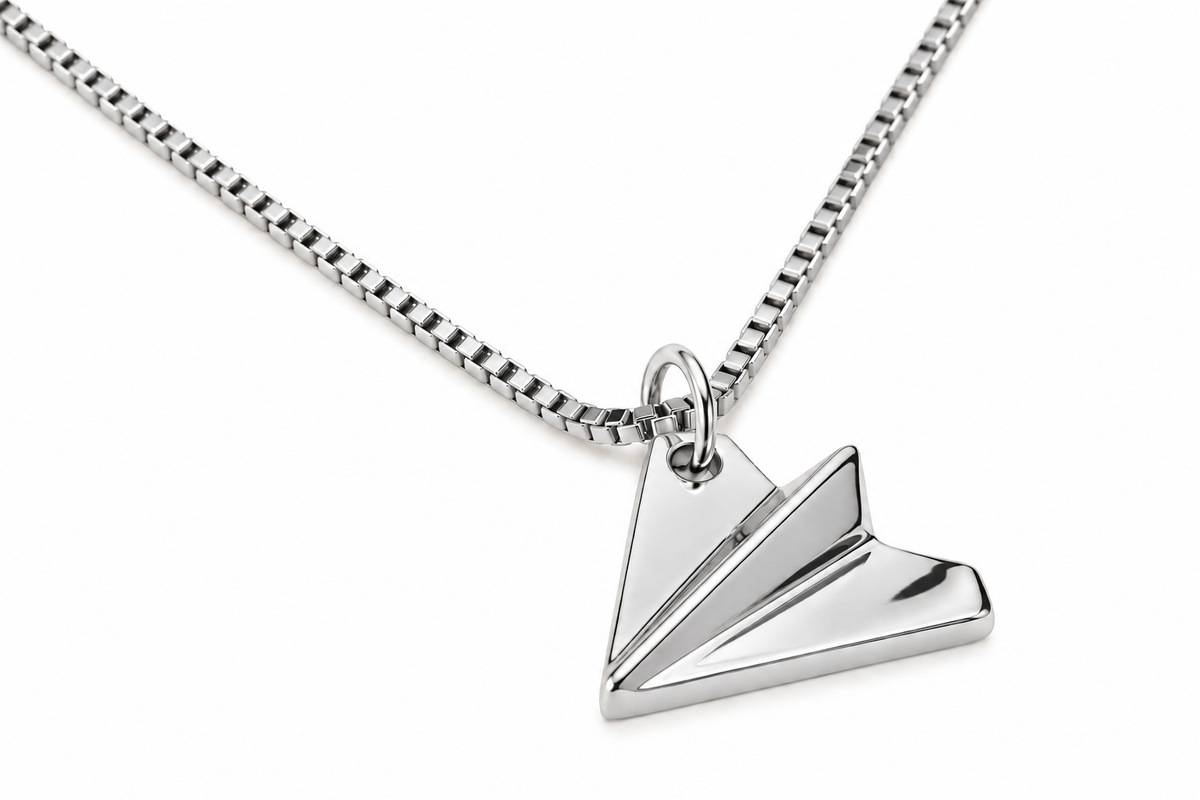 Paper Airplane Silver Tone