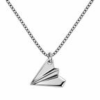 Paper Airplane Silver Tone