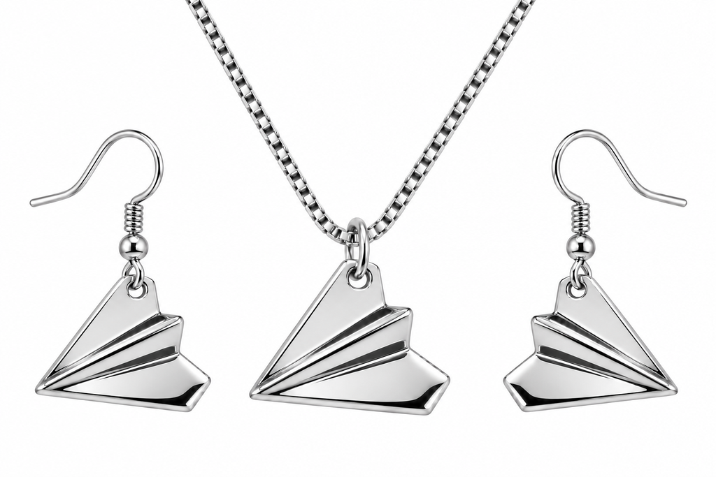 Paper Airplane Silver Tone
