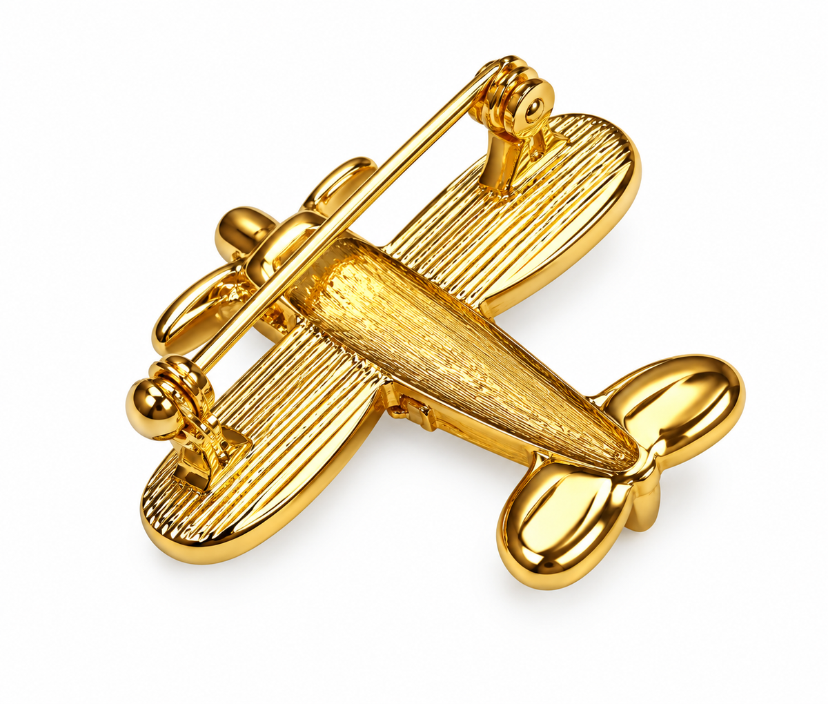 Vintage-Inspired Crystal Red, White, and Blue Airplane Brooch – Gold Tone