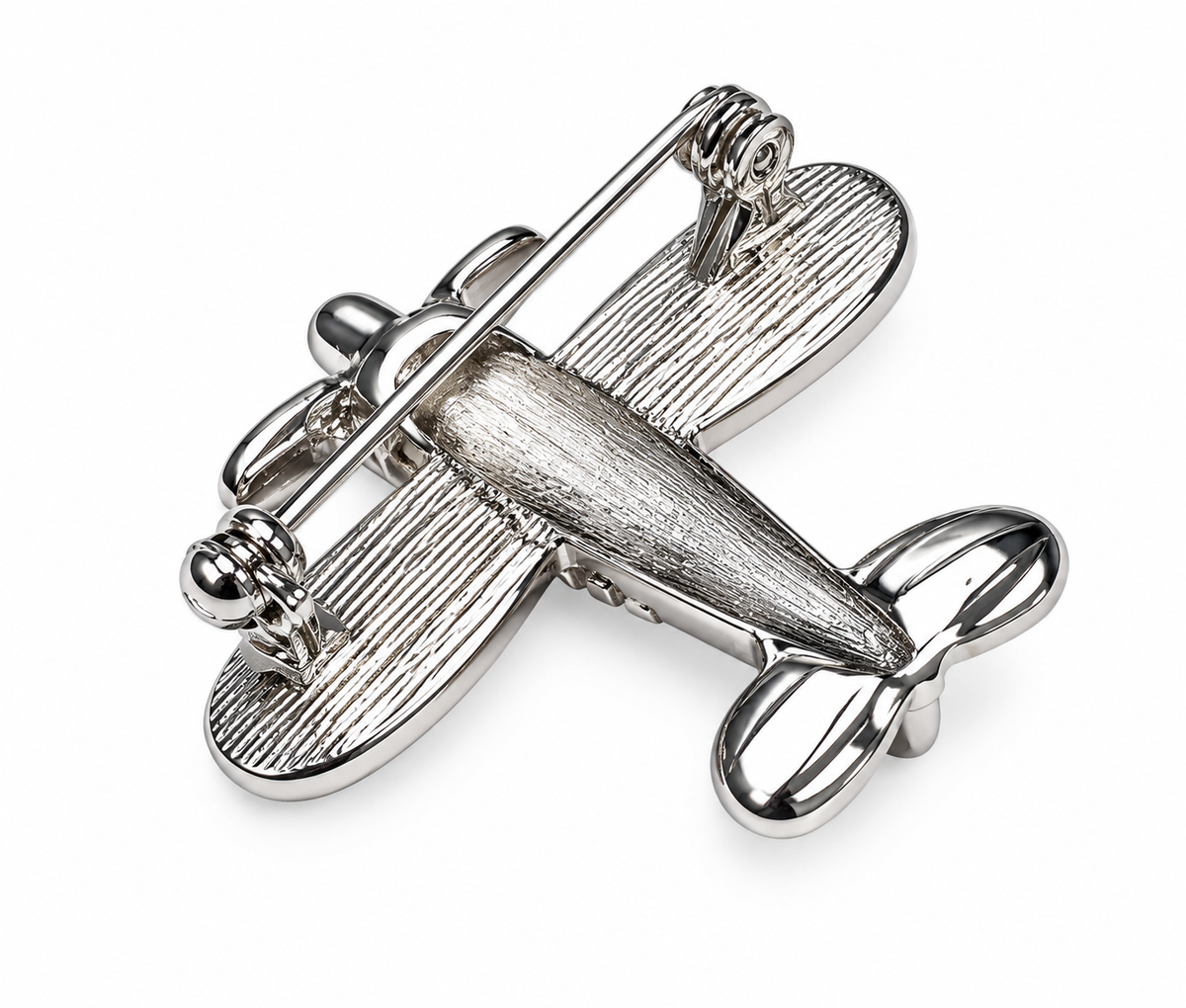 Vintage-Inspired Crystal Airplane Brooch – Silver Tone