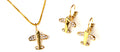 Airplane Crystal Gold Tone