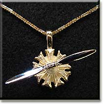 Radial Engine with 14K White Gold Spinning Prop (Large)