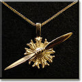 Radial Engine with 14K Yellow Gold Spinning Prop (Large)