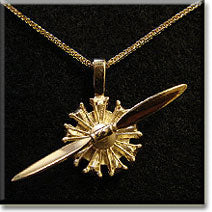 Radial Engine with 14K Yellow Gold Spinning Prop (Large)
