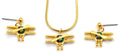 Biplane Gold Tone Spinning Prop with Red, Blue and Green