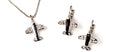 Airplane Crystal Silver Tone