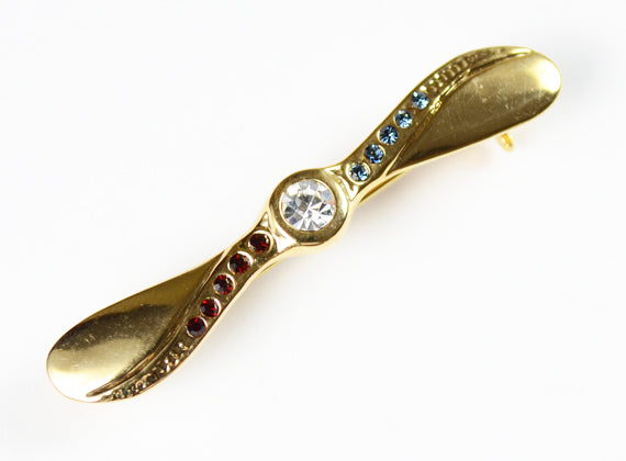 Red, White, and Blue 2 Bladed Prop Gold Tone