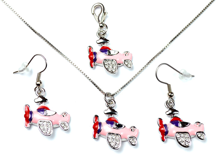 Airplane with Clear Crystals Pink Purple and Red