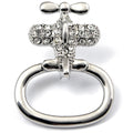 Airplane Eye Glass and ID Badge Holder Silver Tone with Crystals Pin