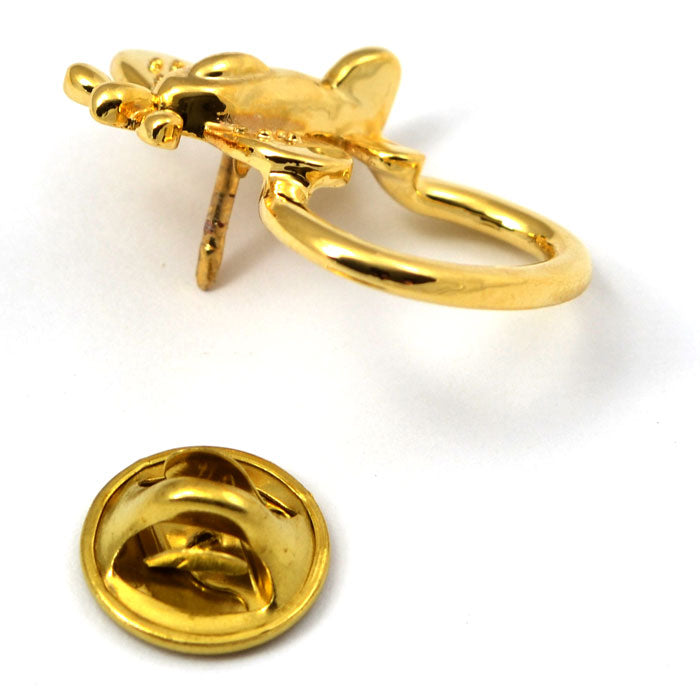 Airplane Eye Glass and ID Badge Holder Gold Tone Pin