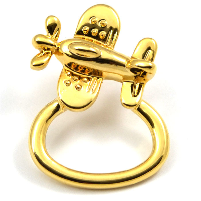 Airplane Eye Glass and ID Badge Holder Gold Tone Pin
