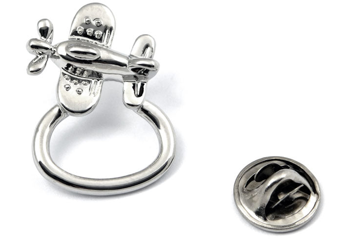 Airplane Eye Glass and ID Badge Holder Silver Tone Pin