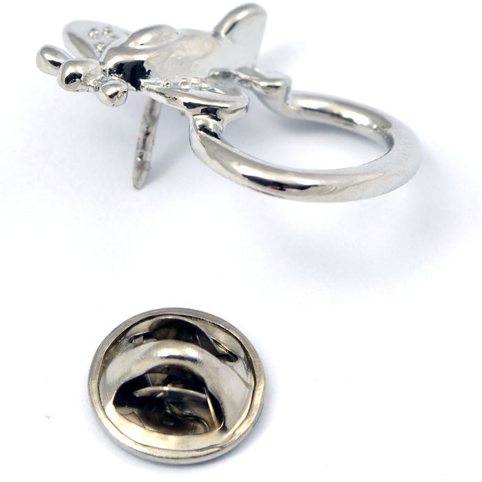 Airplane Eye Glass and ID Badge Holder Silver Tone Pin