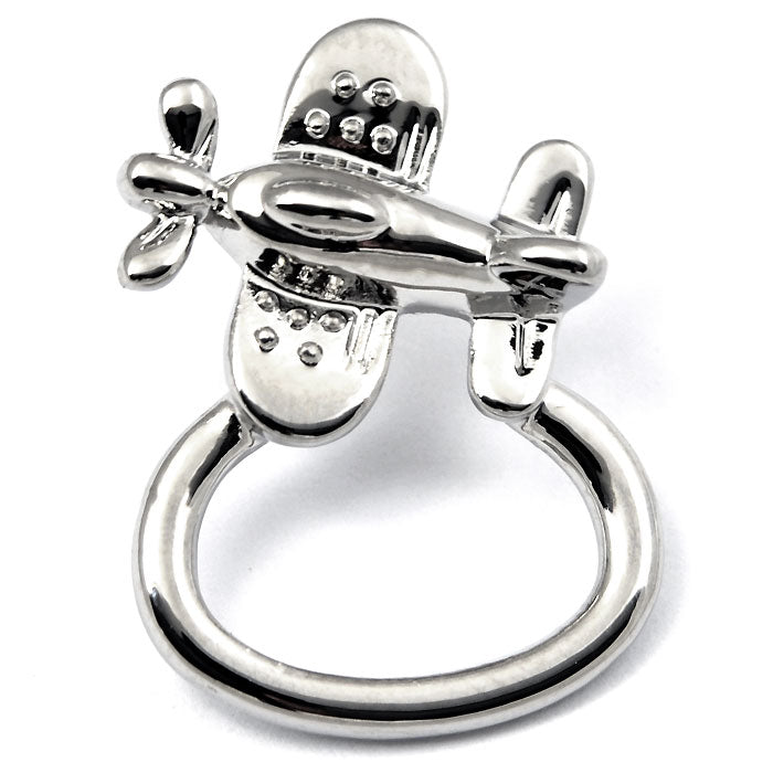 Airplane Eye Glass and ID Badge Holder Silver Tone Pin