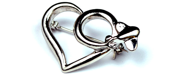 Heart Large Silver Plated Brooch Pin