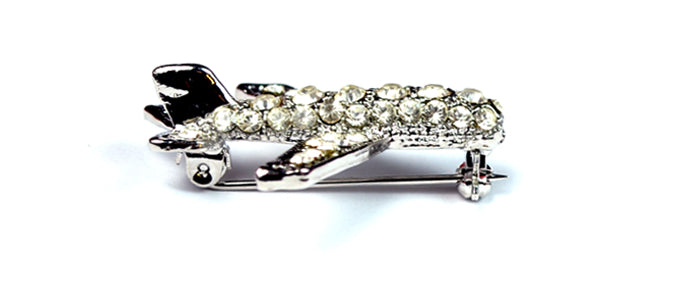 Large Clear Crystal Silver Tone Pin